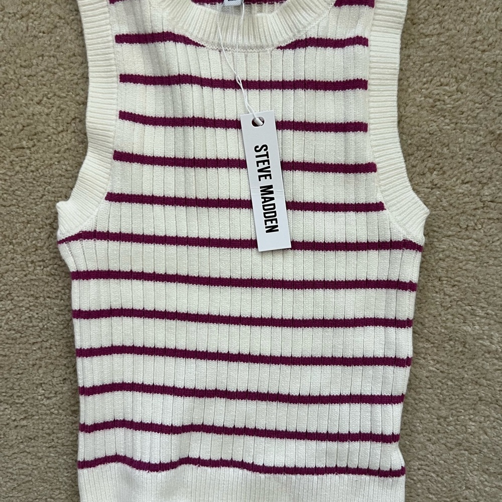 Steve Madden Stripe Rib Sweater Tank